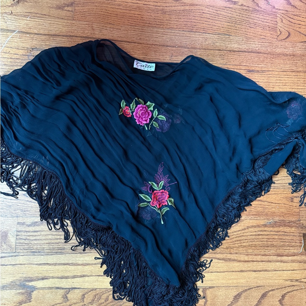 Black sheer poncho